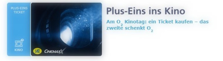 Mit O2 das zweite Kino-Ticket kostenlos